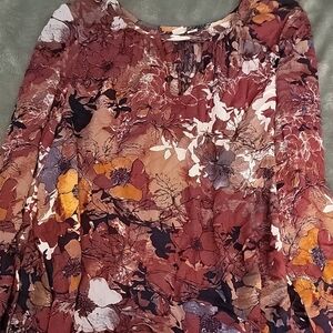 Abstract Burgundy Blouse Brown Red